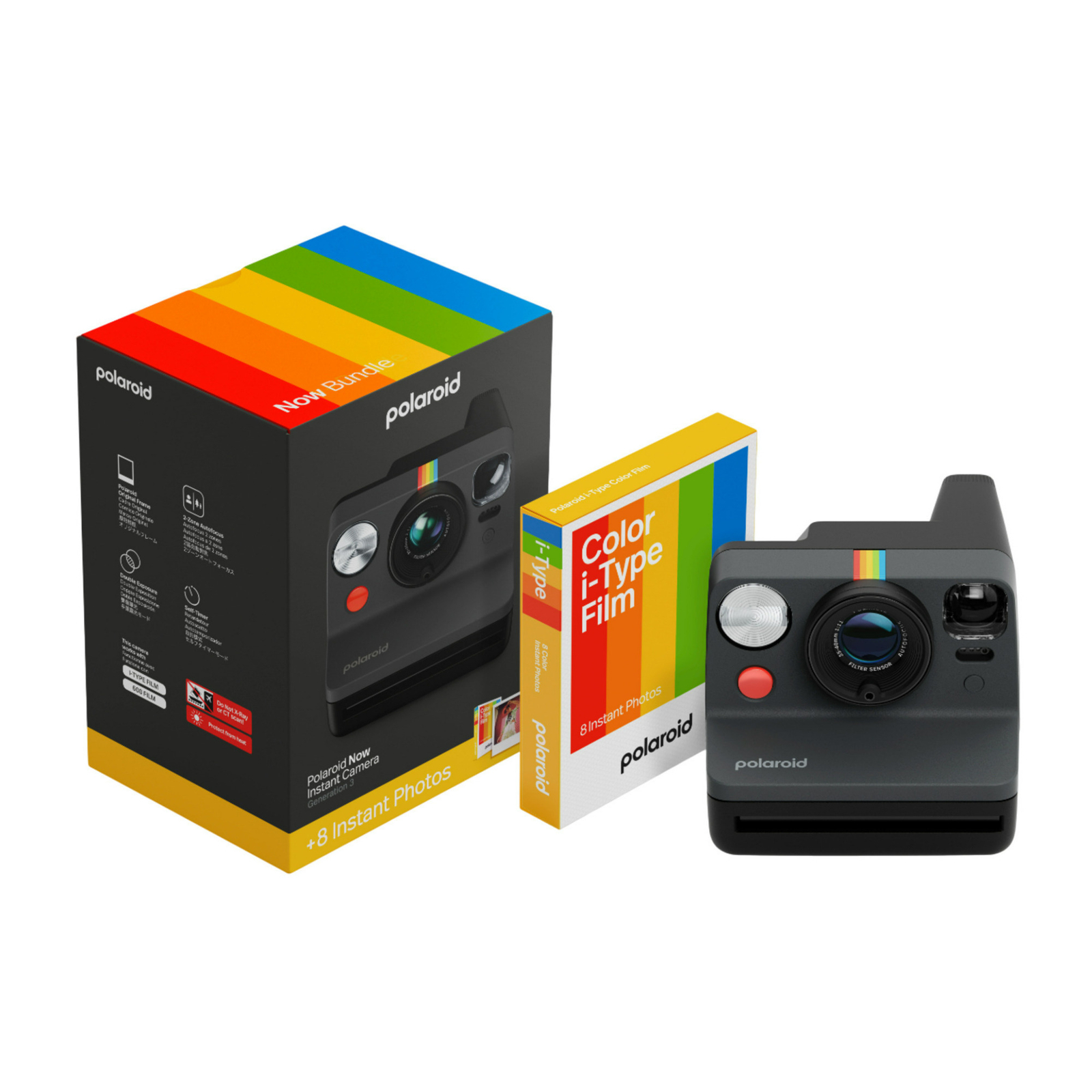 Polaroid Now Generation 3 Black Instant Camera with Color Film Bundle 8 Photos