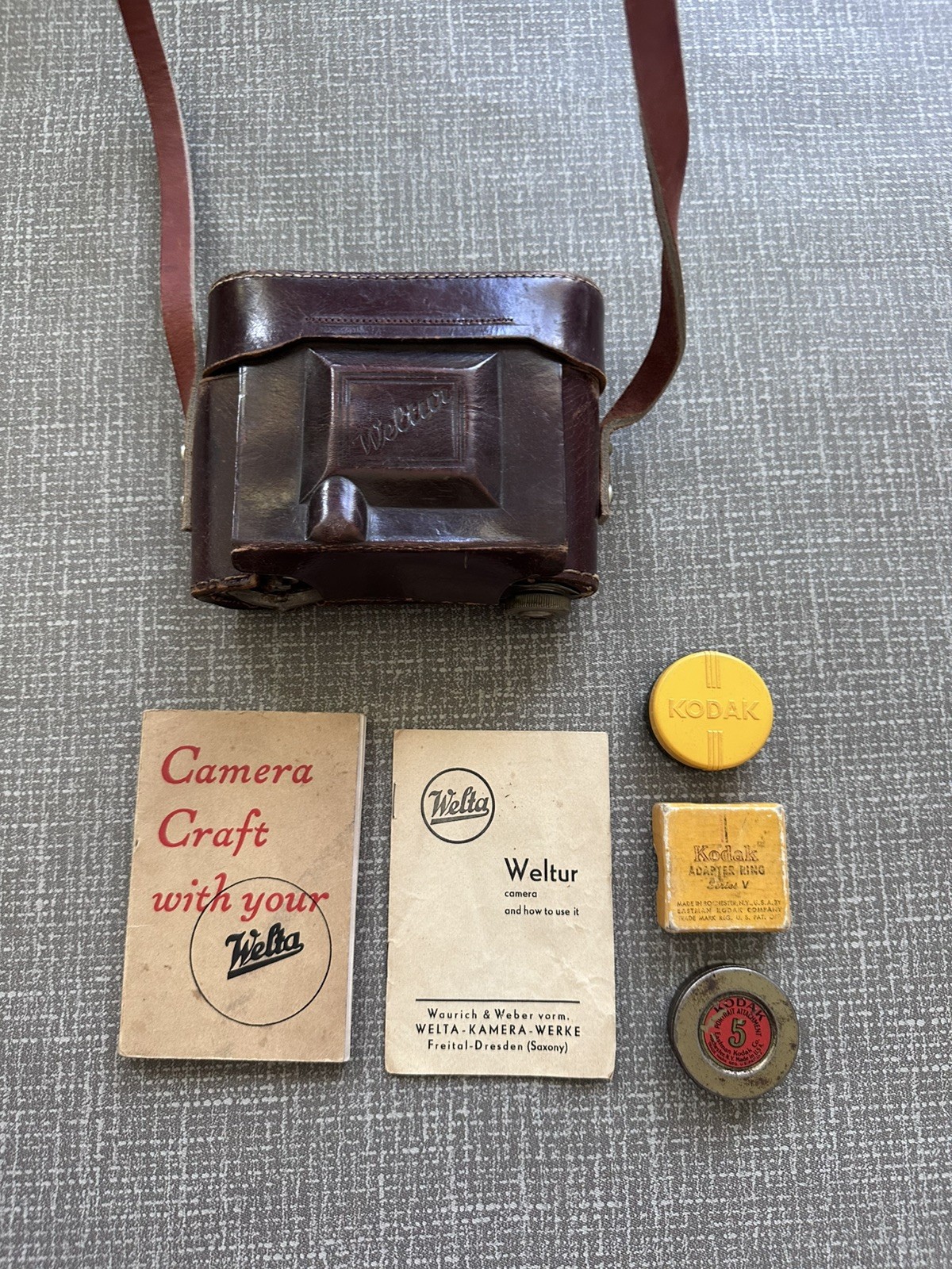 Vintage Welta Folding Film Camera Compur-Rapid Deckel München With Accessories