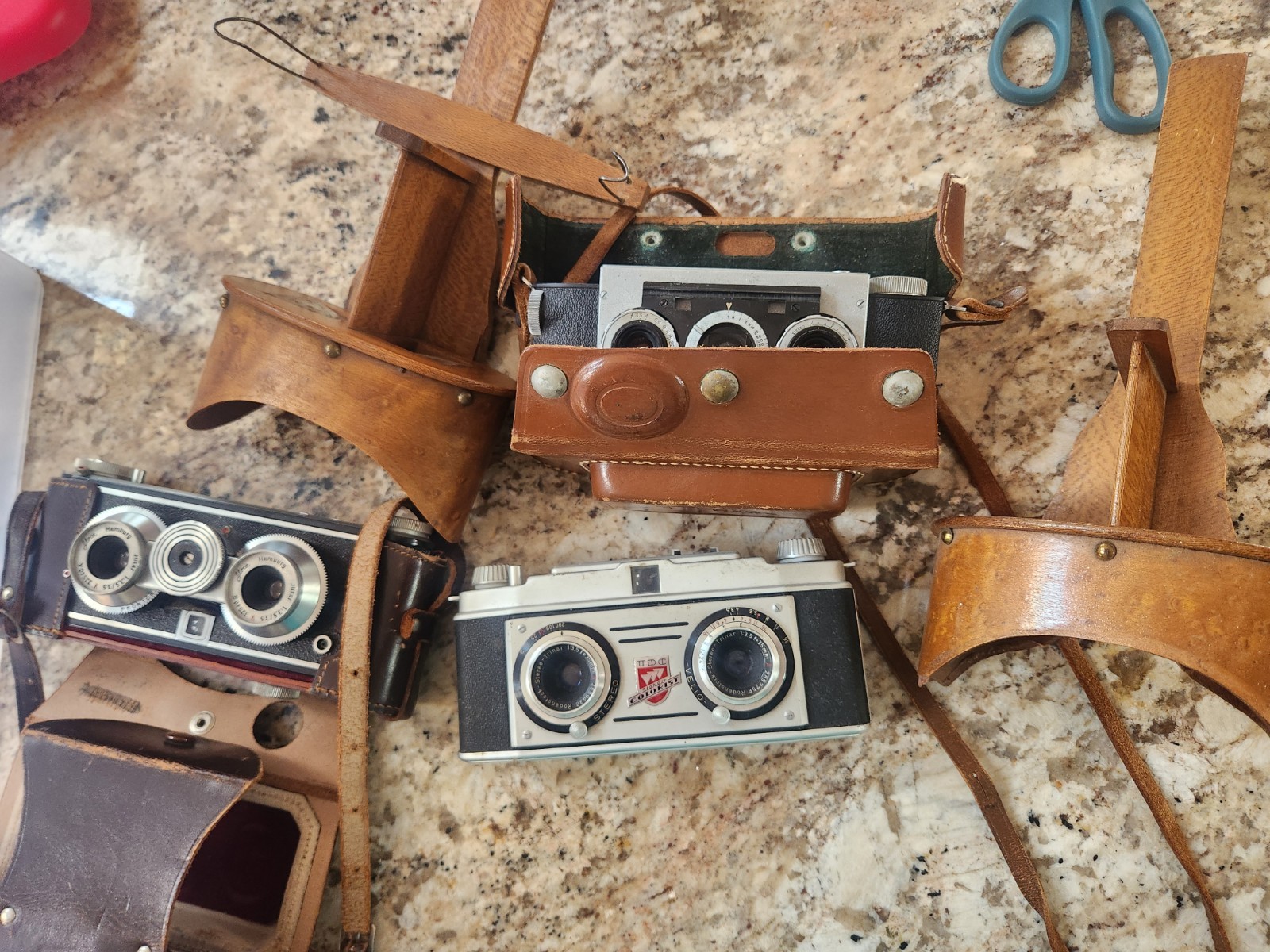 3x Stereo Camera Lot Stereoview Vintage Antique Ilorca Realist Etc 3d