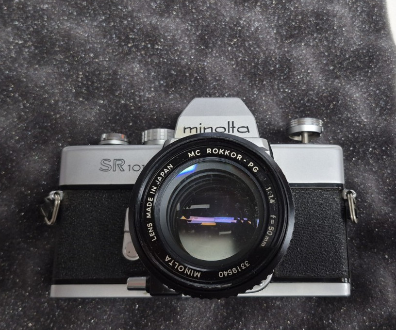 Minolta SR 101 Silver 35mm SLR Film Camera w/ MC Rokkor-PG 50mm f/1.4